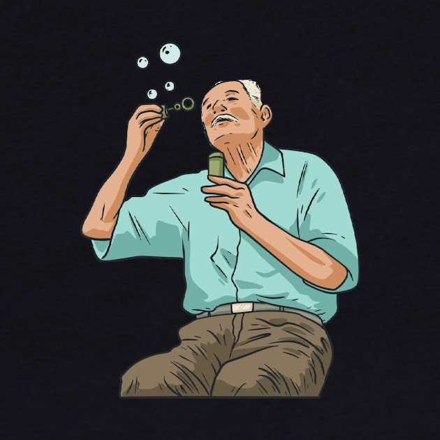 Old Man Blowing Bubbles Grandpa Grandad by fromherotozero